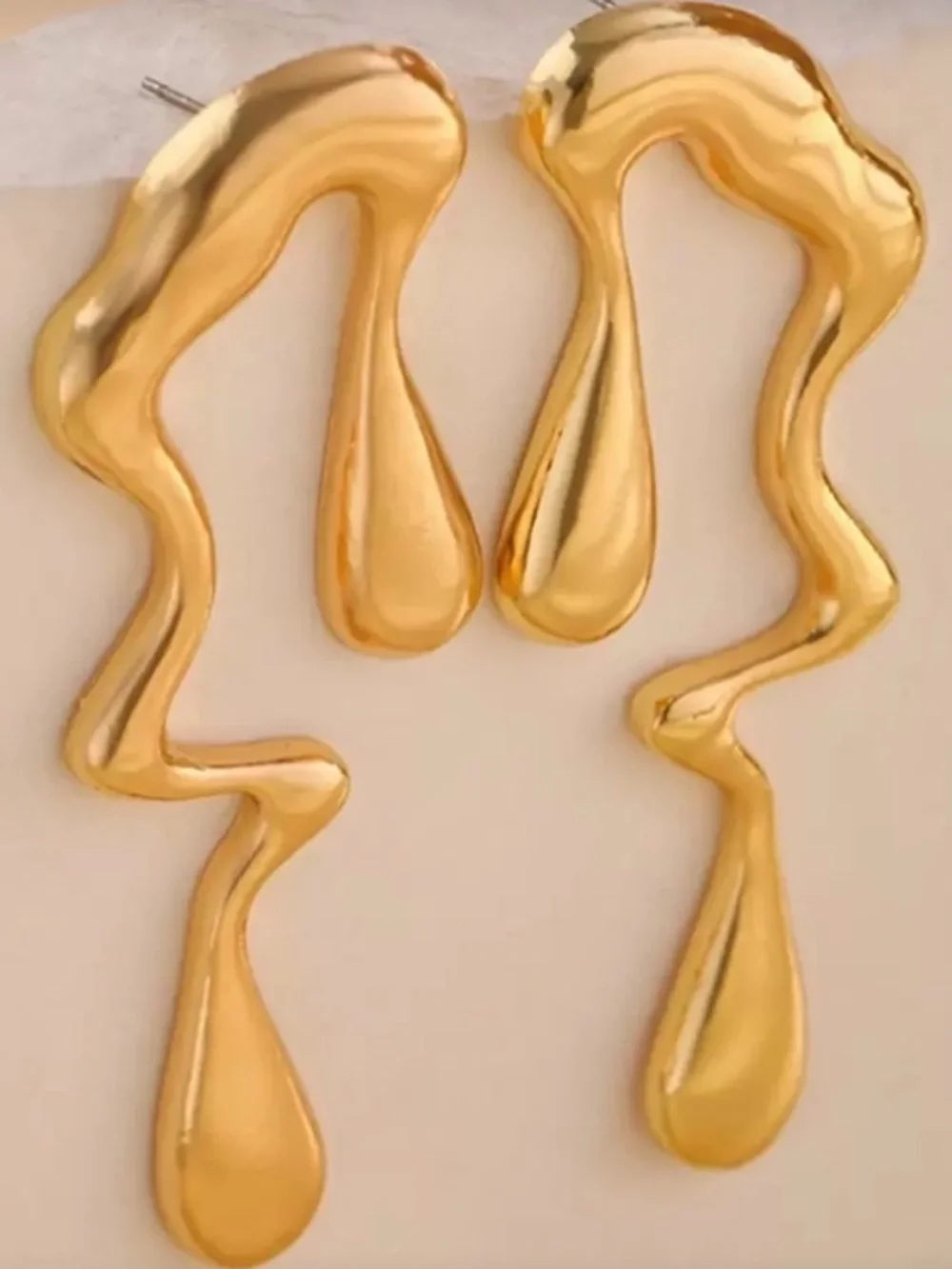 Anthropologie Gold Fluid Sculptural Drop Earrings